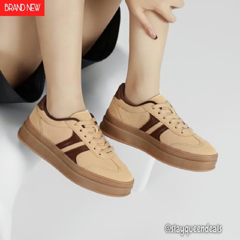 Thick Platform Sneakers Women's Size 6-11 Lace-Up Walking Shoes - Picture 7 of 8